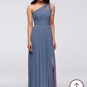 David's Bridal Blue Long Bridesmaid Dress Size 4